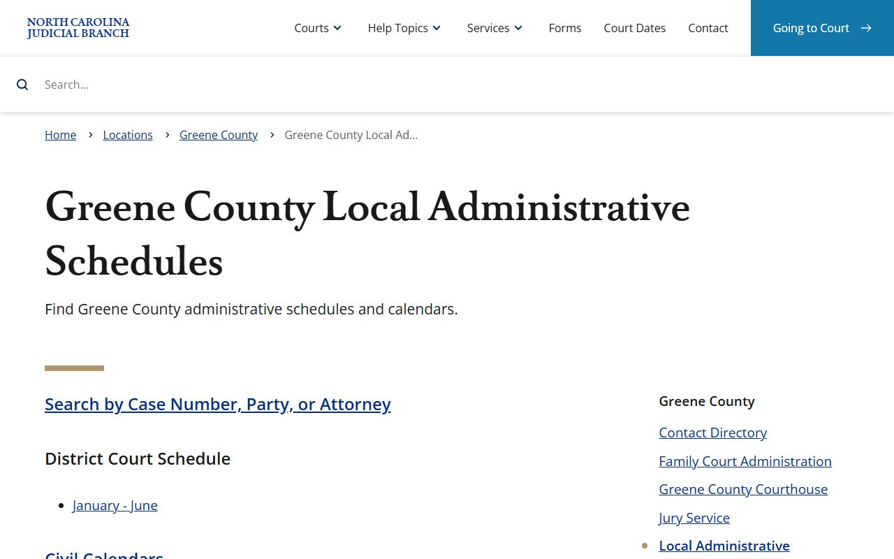 Greene County court dockets local administrative schedules