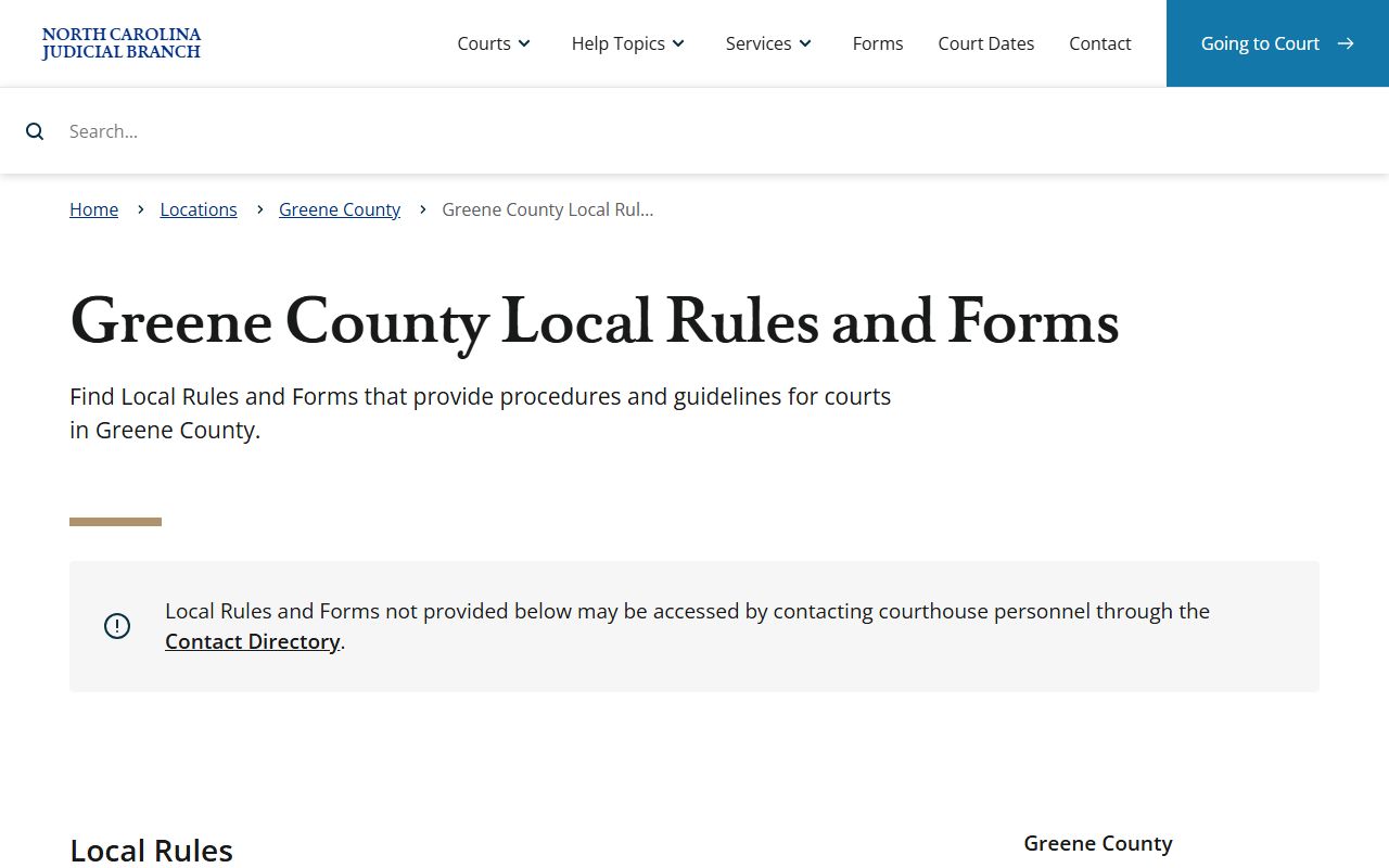 Greene County court dockets local rules and forms