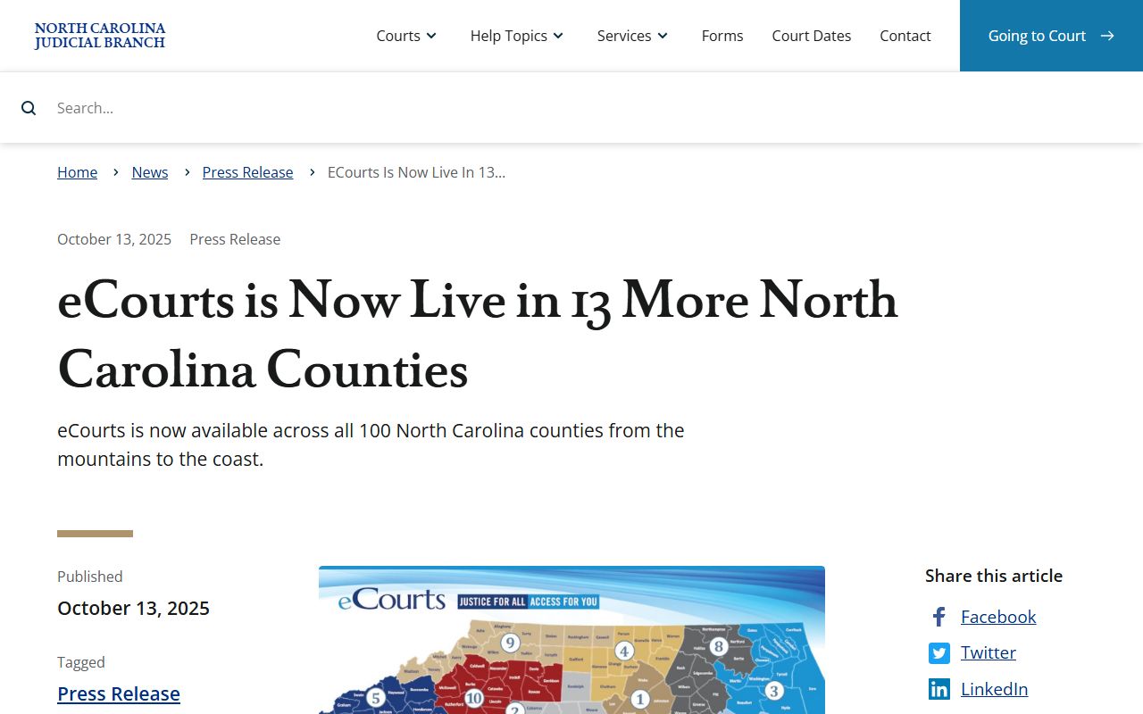 Greene County court dockets North Carolina eCourts rollout
