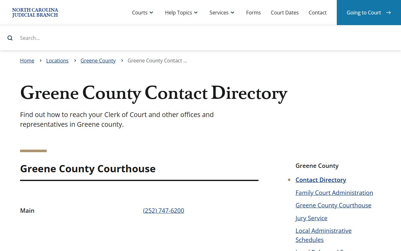 Greene County Court records contact directory