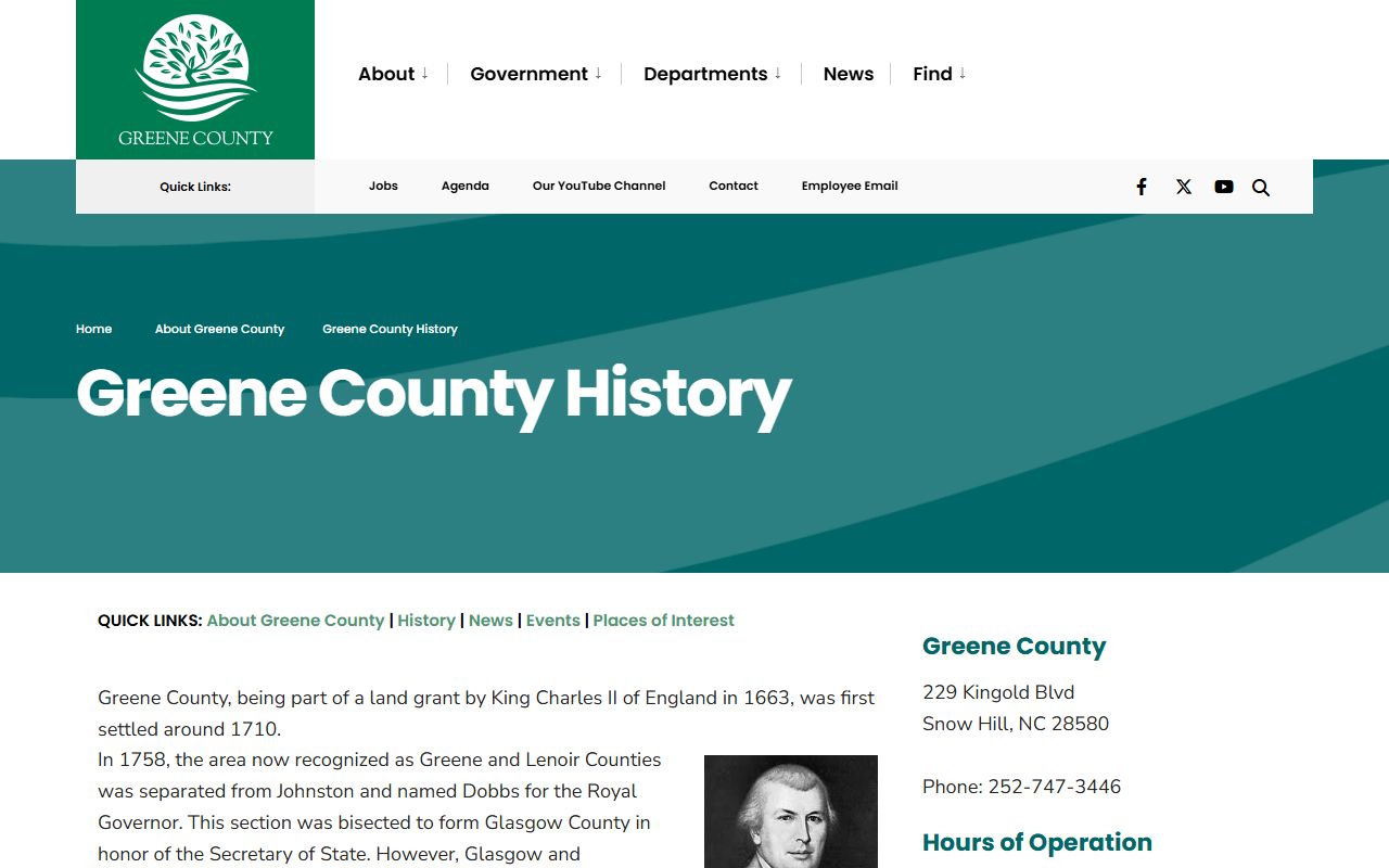 Greene County Court records history page for Snow Hill and county formation