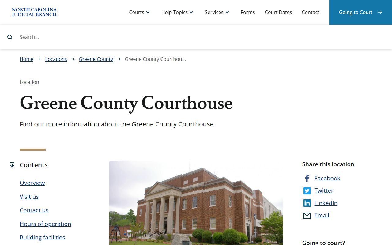 Greene County Court records courthouse contact page for Snow Hill