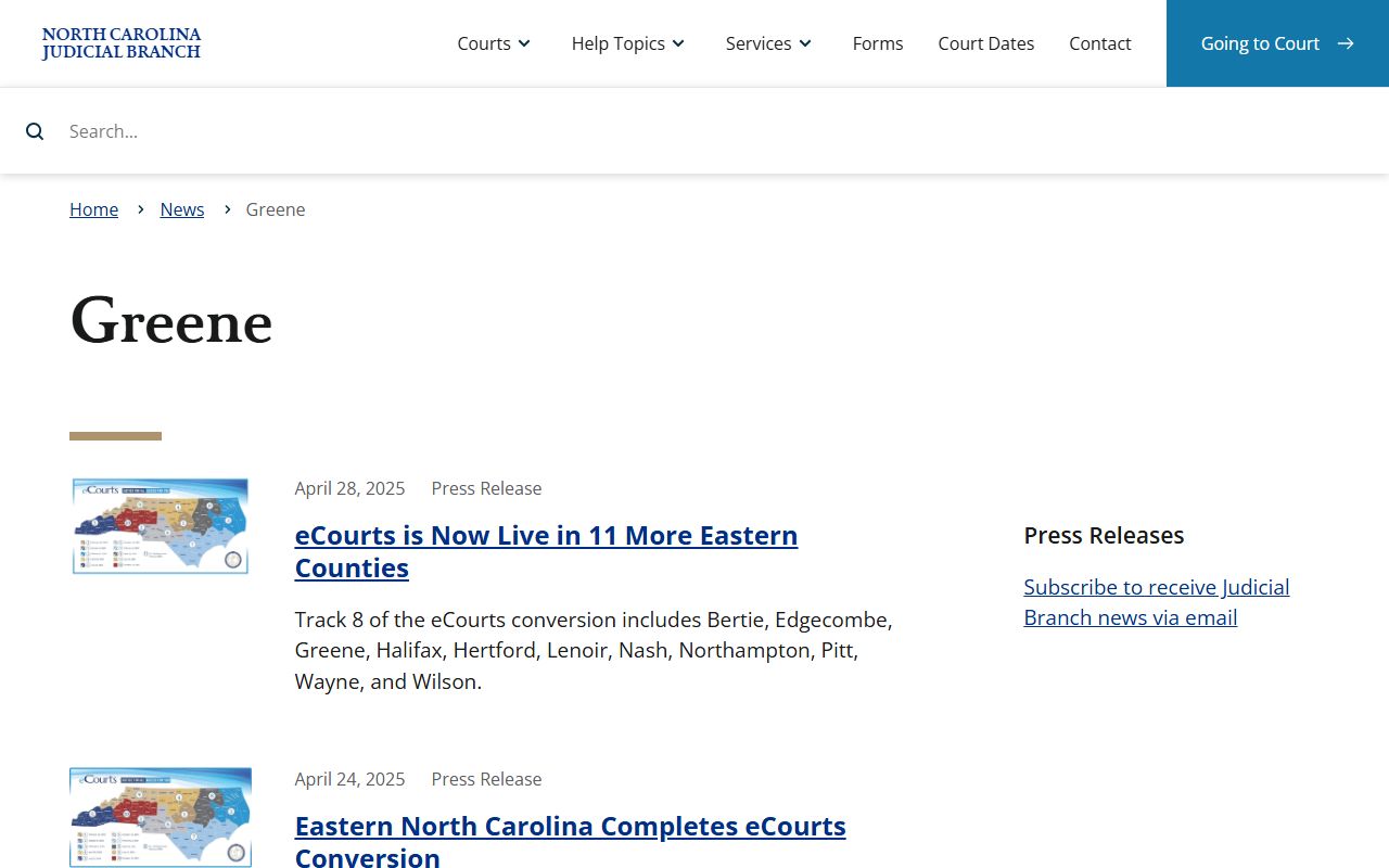 Greene County Court records Judicial Branch news and eCourts updates