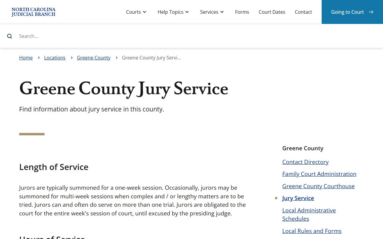 Greene County Court records jury service page