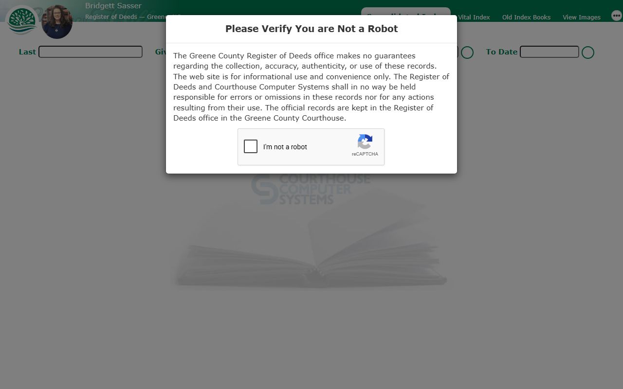Greene County marriage records online Register of Deeds index