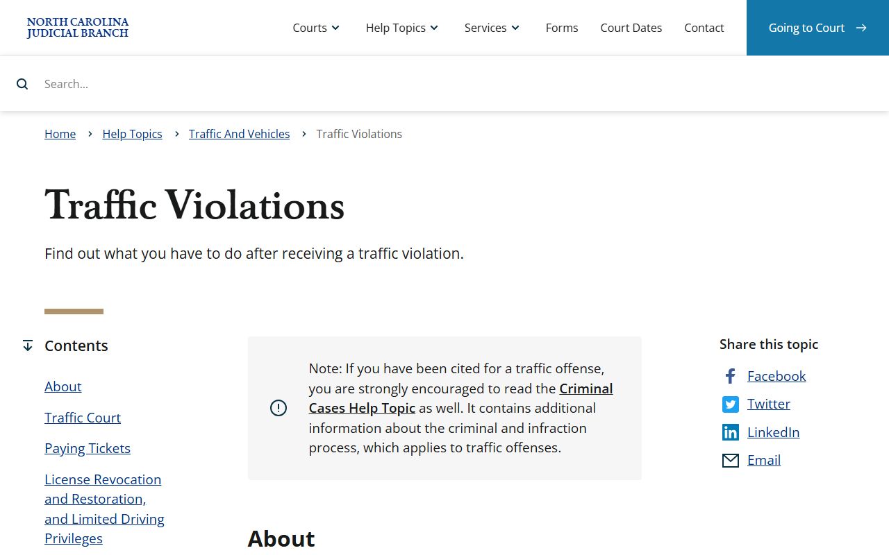 Greene County traffic court records NC traffic violations page